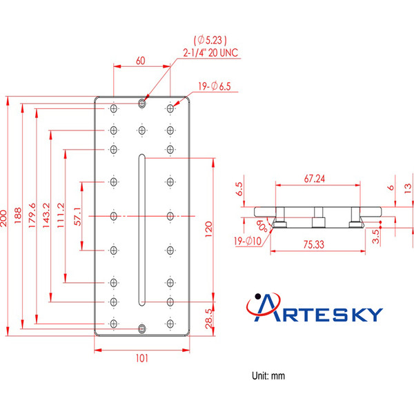 Artesky Placă de montare Losmandy-Style 200mm