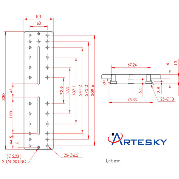 Artesky Placă de montare Losmandy-Style 330mm