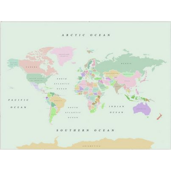 Miss Wood Harta lumii Woody Map Acuarelă Retro L
