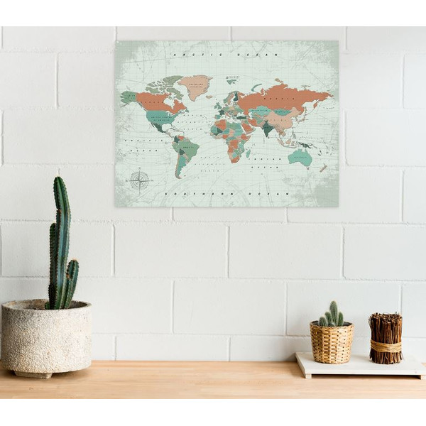 Miss Wood Harta lumii Woody Map Watercolor Terracotta L