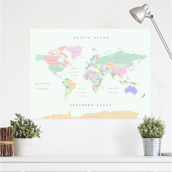 Miss Wood Harta lumii Woody Map Watercolor Retro XL