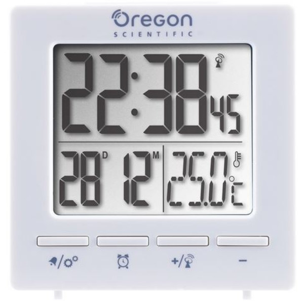 Oregon Scientific Statie meteo Ceas deșteptător radiocomandat cu afișaj al temperaturii camerei alb