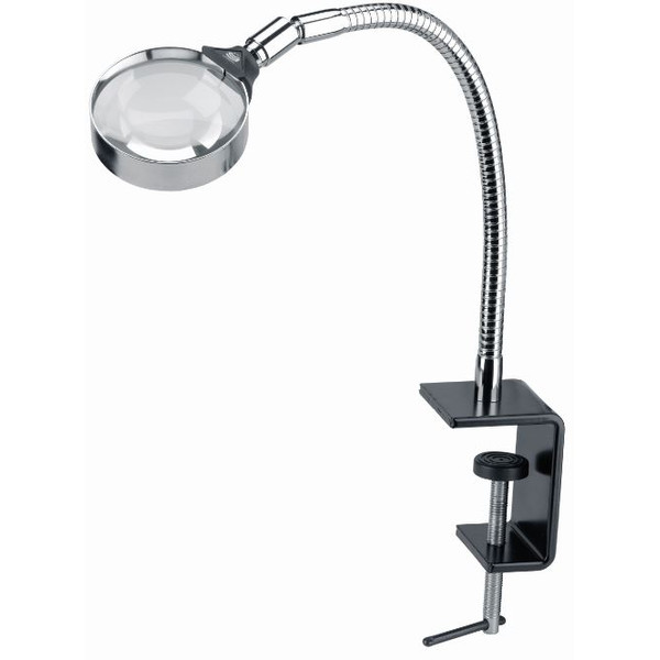 Schweizer Lupa Stativ de lucru, lupă, clemă de masă, 3x/Ø75mm, biconvex