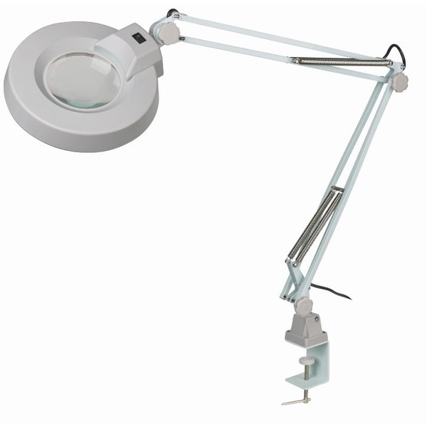 Schweizer Lupa Lampă de mărire cu braț de foarfecă, clemă de masă, 2x/Ø125mm, biconvex, 22W