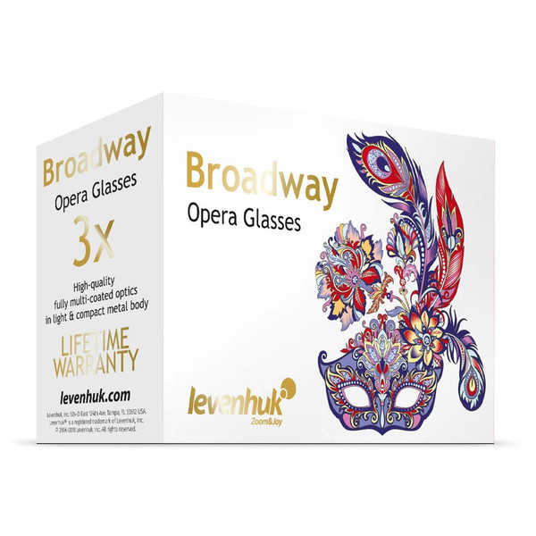 Levenhuk Binoclu de opera Broadway 3x25 violet cu lorgnette și lumină LED