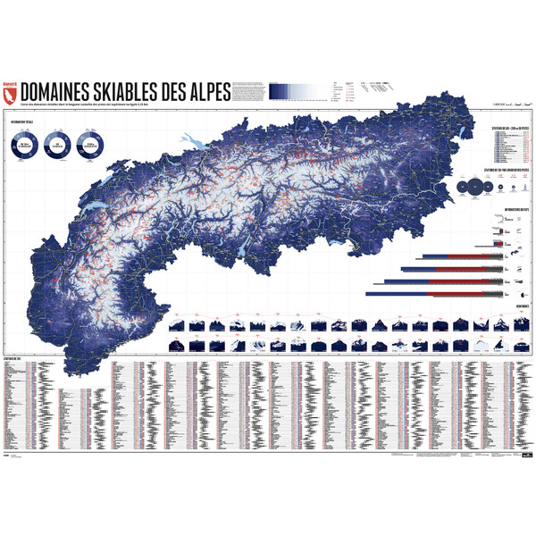 Marmota Maps Harta regionala Map of the Alps with 630 Ski Resorts (French)