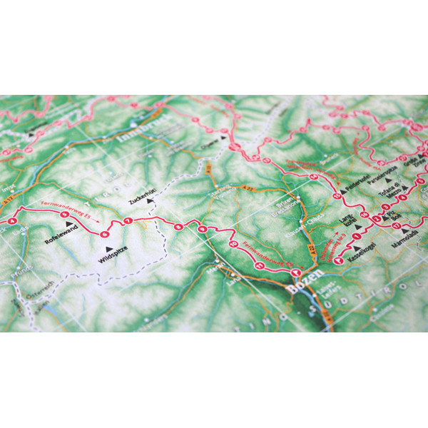 Marmota Maps Harta regionala Map of the Alps with 111 Mountains and 20 Mountain trails