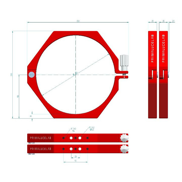 PrimaLuceLab Inele de prindere pentru tuburi PLUS 180mm