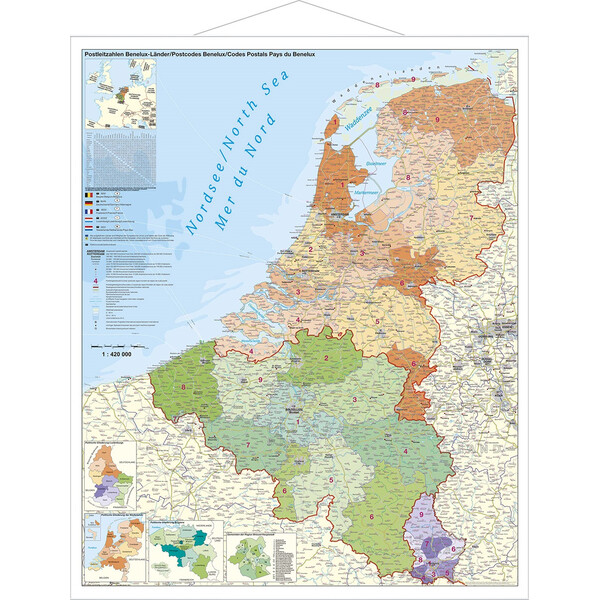 Stiefel Harta regionala Benelux mit Postleitzahlen (97x137)