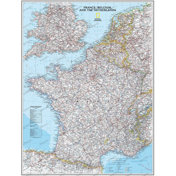 National Geographic Harta France laminated