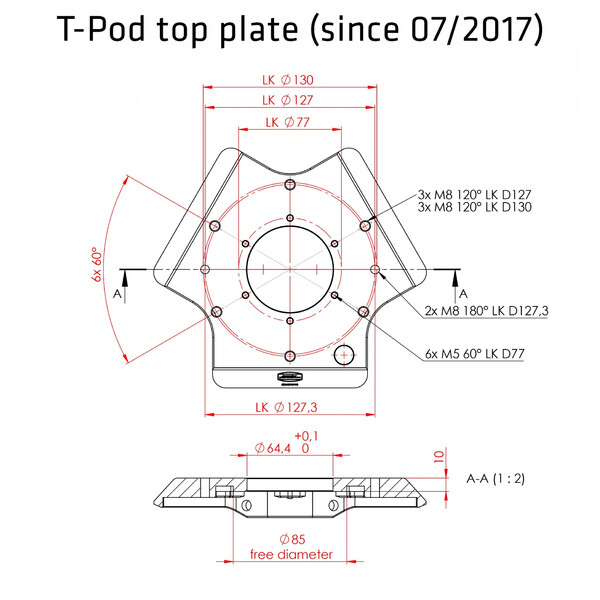 Avalon Trepied T-Pod 75-110cm