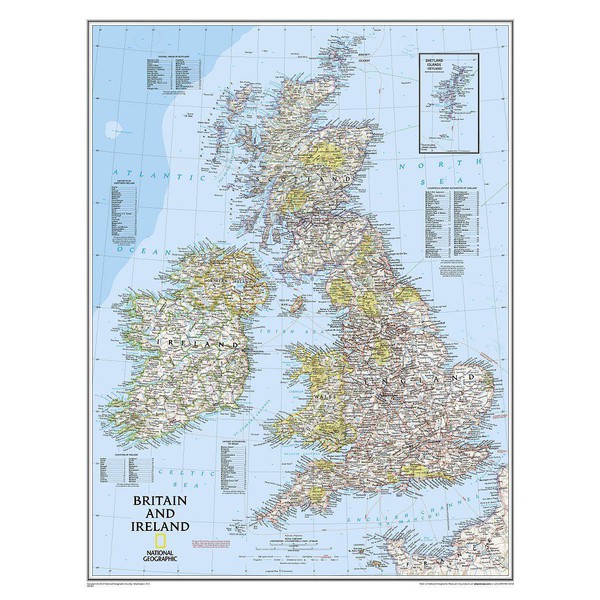National Geographic Harta regionala Insulele Britanice (laminată)