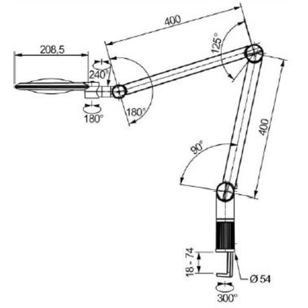 Eschenbach Lupa Lampă de mărire varioLED+, 3.55D, 1.9x, Ø132mm, AA100mm