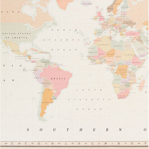 Miss Wood Harta lumii Woody Map Watercolor Colonial L