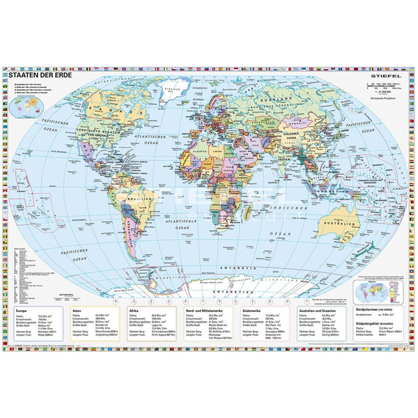 Stiefel Harta lumii Staaten der Erde (95 x 66 cm)