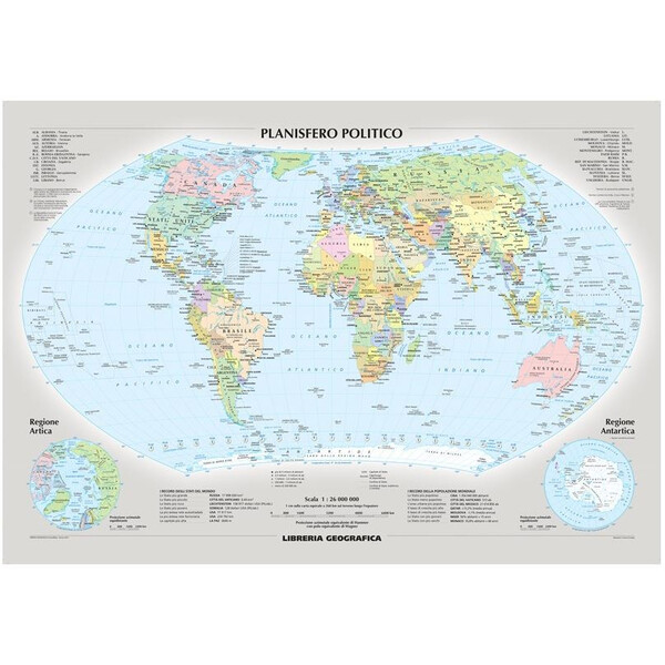 Libreria Geografica Harta lumii Planisfero fisico e politico