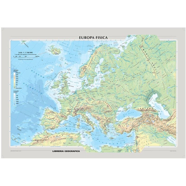 Libreria Geografica Hartă continentală Europa fisica e politica