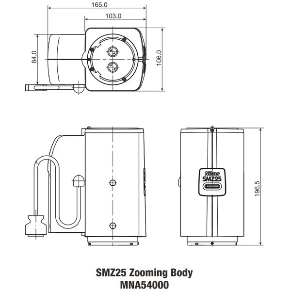 Nikon Cap stereo SMZ25, motorized, parallel optics, achromate, Zoom Head, bino, 6.3-157.5x, click stop, ratio 25:1, 15°