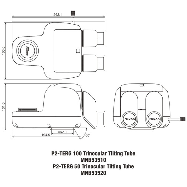 Nikon Cap stereo P2-TERG 50 trino ergo tube (100/0 : 50/50), 0-30°