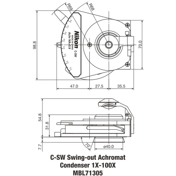 Nikon C-SW Achromat Swing-out Condensator 1-100X