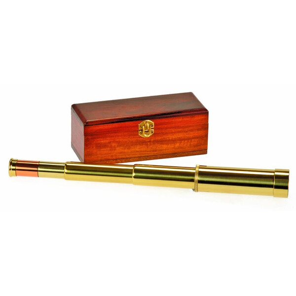 Helios Optics Telescop de buzunar Admiral 10-30x30 Brass and Mahogany Presentation Box