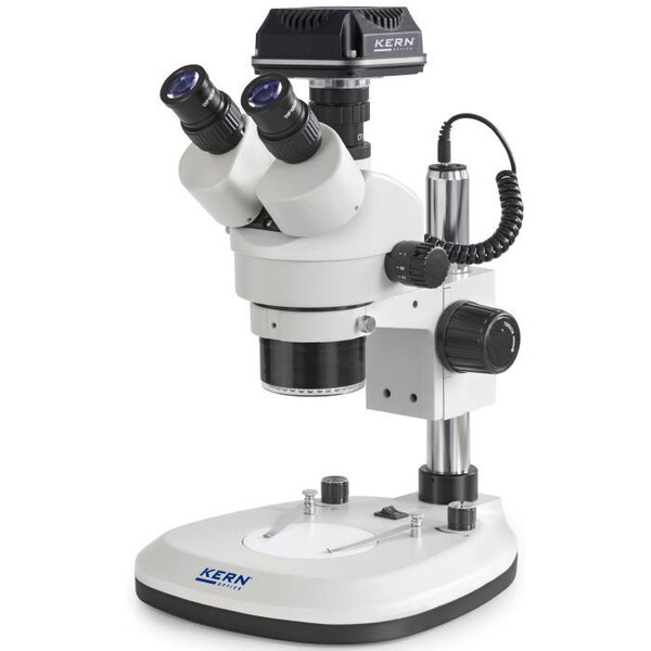 Kern Microscop OZL 466C825, Greenough, coloană, 7-45x, 10x/20, Lumina transmisă incidentă 3W LED, lentilă inelară, Camera 5MP, USB 2.0
