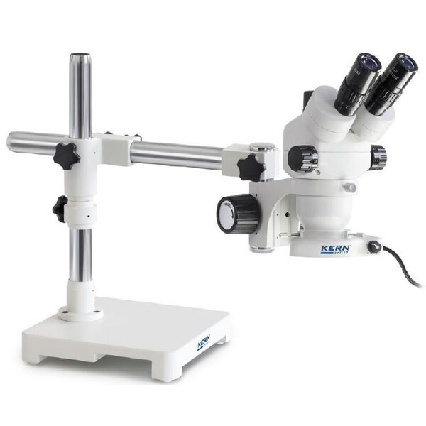 Kern microscopul stereoscopic zoom OZM 903, trino, 7x-45x, HSWF10x23mm, Stativ, Einarm (430 mm x 385 mm) m. Tischplatte, Ringlicht LED 4.5 W