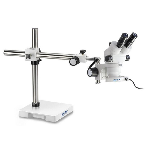 Kern microscopul stereoscopic zoom OZM 913, trino, 7x-45x, HSWF 10x23 mm, Stativ, Einarm (515 mm x 614 mm) m. Tischplatte, Ringlicht LED 4.5 W