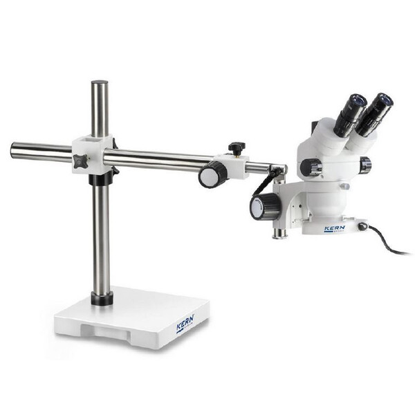 Kern microscopul stereoscopic zoom OZM 913, trino, 7x-45x, HSWF 10x23 mm, Trepied, un singur braț (515 mm x 614 mm) cu blat de masă, Lumină circulară LED 4,5 W