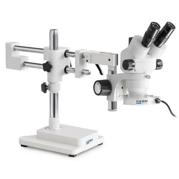 Kern microscopul stereoscopic zoom OZM 923, trino, 7-45x, HSWF 10x23 mm, Stativ doppelarm, 430x480mm, m. Tischplatte, Ringlicht LED 4.5 W