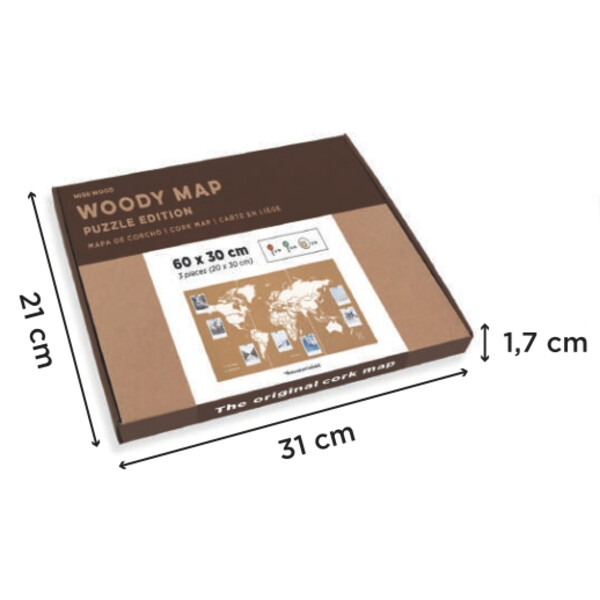 Miss Wood Harta lumii Puzzle Map M - White