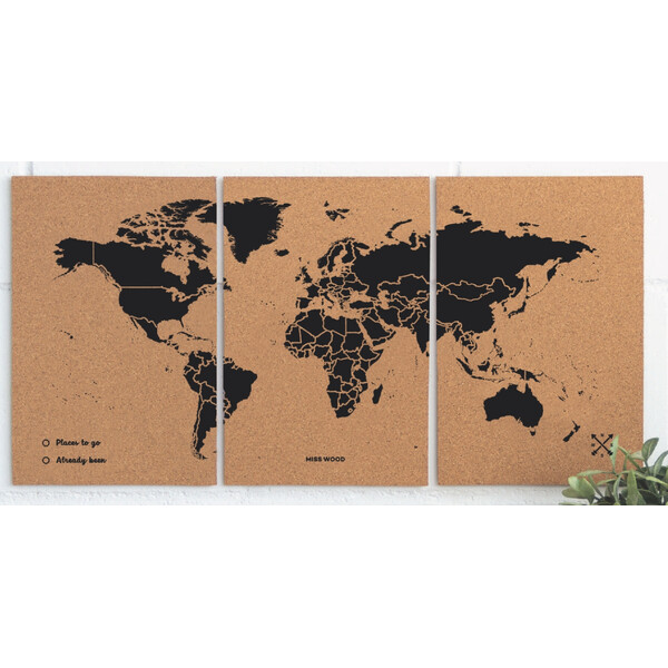 Miss Wood Harta lumii Hartă puzzle M - negru