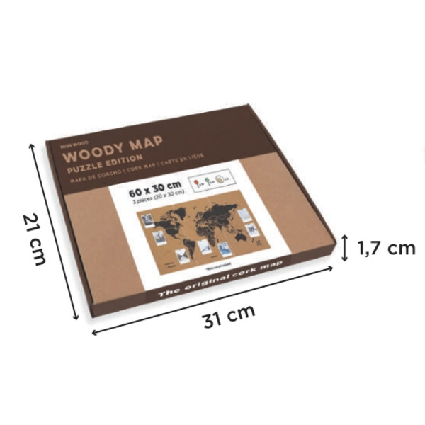 Miss Wood Harta lumii Hartă puzzle M - negru