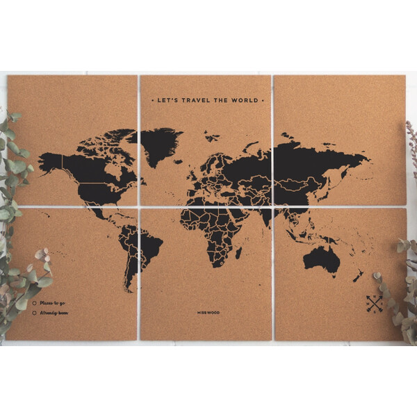 Miss Wood Harta lumii Hartă puzzle XL - negru
