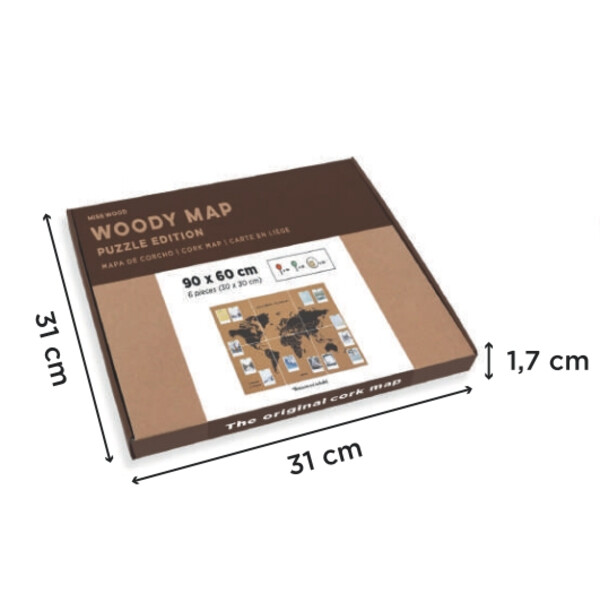 Miss Wood Harta lumii Hartă puzzle XL - negru