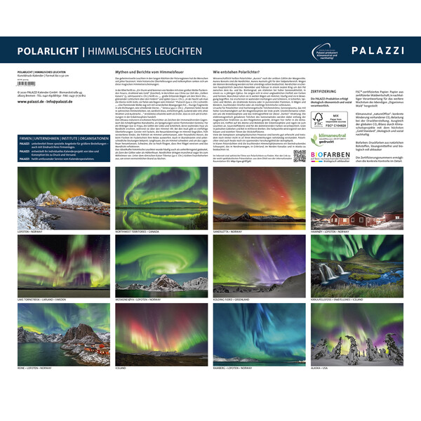 Palazzi Verlag Calendar Aurora Borealis 2021