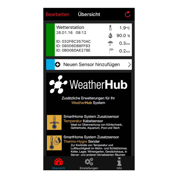 TFA Statie meteo Wetterstation-Set mit Klima, Regen & Windsender WEATHERHUB