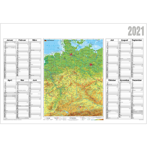 Stiefel Harta Planificator anual 2021 Germania fizică