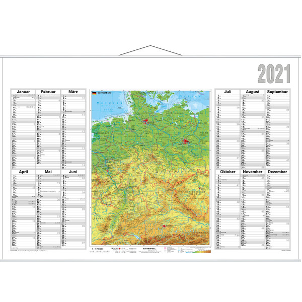 Stiefel Harta Planificator anual 2021 Germania fizică