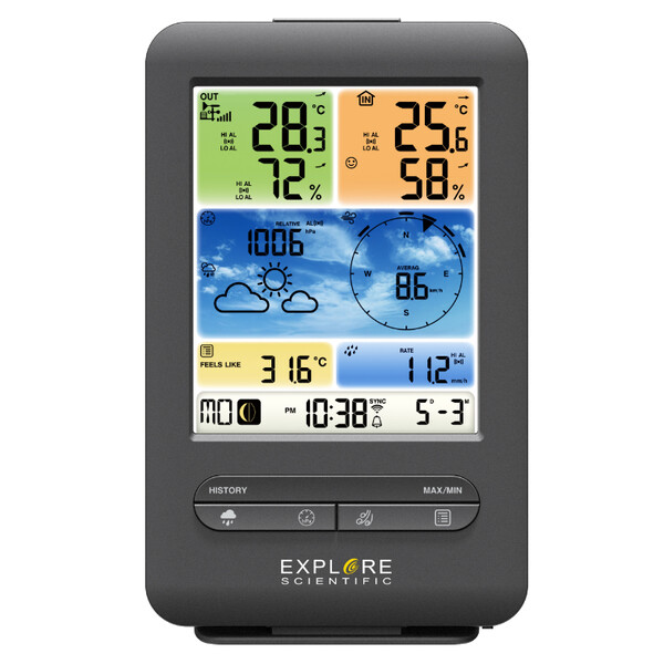 Explore Scientific Centru meteorologic WLAN cu senzor profesional 5 în 1 V