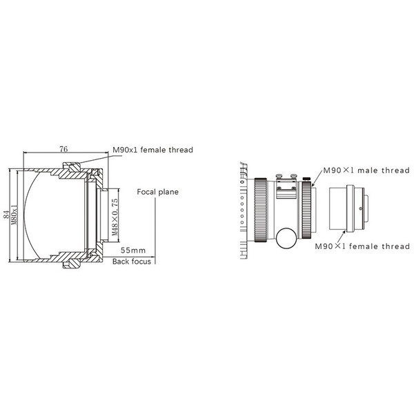 Omegon Reducer 0.7x pentru 108/600 Cvintuplet APO
