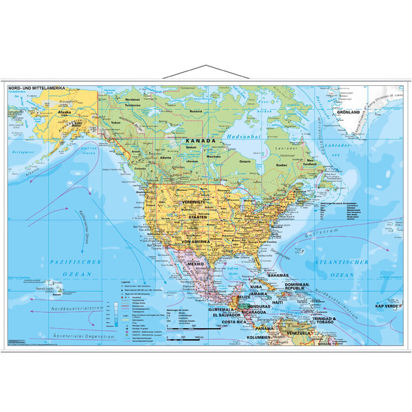 Stiefel Hartă continentală Nord- und Mittelamerika politisch (137x89)