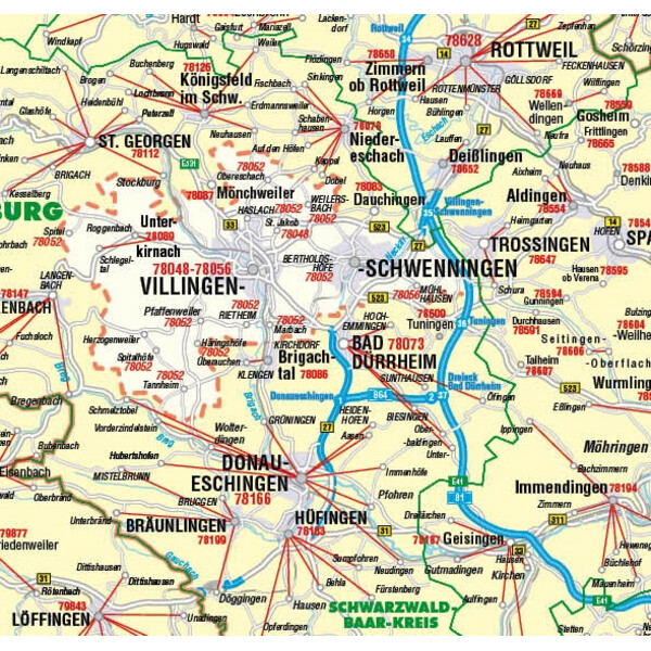 Kastanea Harta regionala Postleitzahlenkarte Baden-Württemberg (99 x 122 cm)