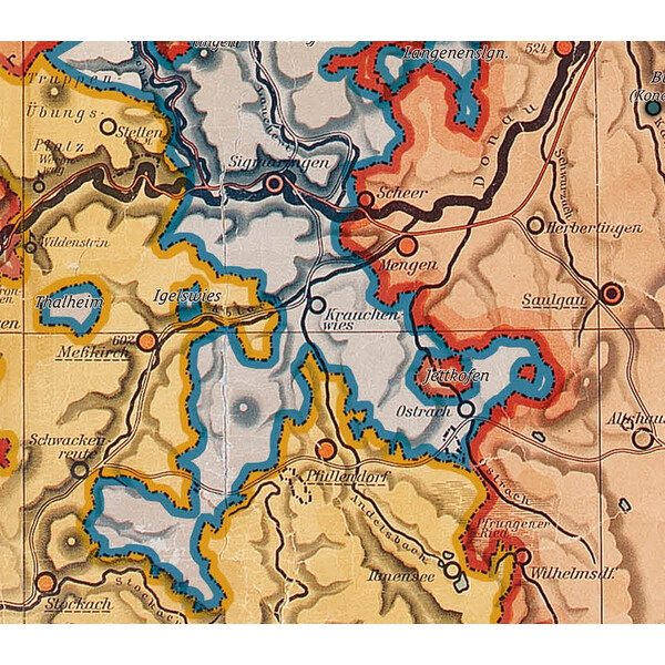 Kastanea Harta regionala Historische Baden-Württembergkarte von 1910 (85 x 96 cm)