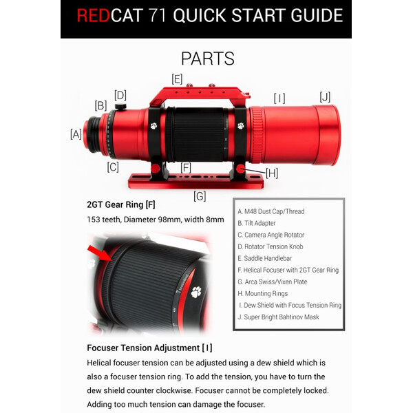 William Optics Refractor apochromat AP 71/350 RedCat 71 OTA