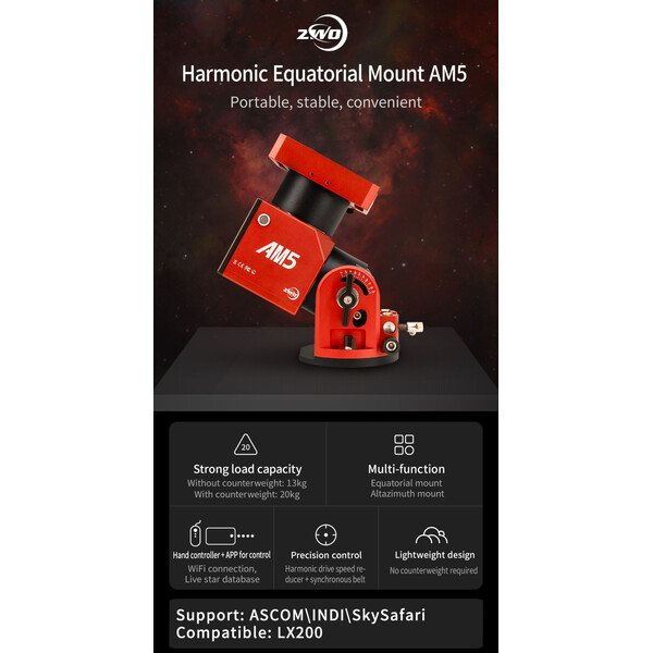 ZWO Montura AM5 harmonic drive equatorial mount + carbon tripod