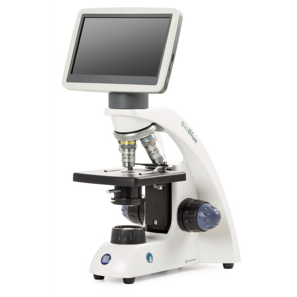 Euromex Microscop BioBlue, BB.4200-LCD, ecran LCD de 7 inch, Obiective SMP 4/10/S40x, DIN, 40x - 400x, 10x/18, LED, 1W, masă specimene simplă