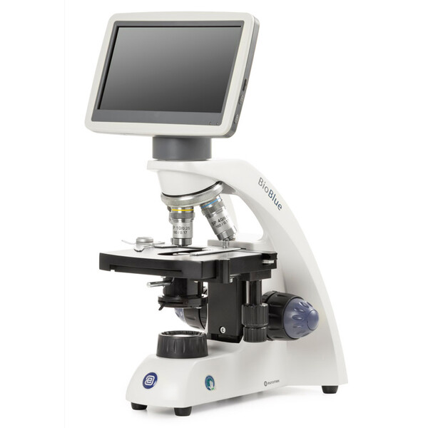 Euromex Microscop BioBlue, BB.4220-LCD, ecran LCD de 7 inch, Obiective SMP 4/10/S40x, DIN, 40x - 400x, 10x/18, LED, 1W, Masa X-Y
