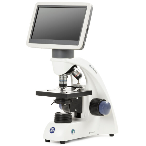Euromex Microscop MicroBlue, MB.1001-LCD, 5.6 inch LCD Bildschirm, Achr. 4/10/S40x Objektive, DIN 35mm perf., 40x - 400x, LED, 1W, einfacher Objekttisch