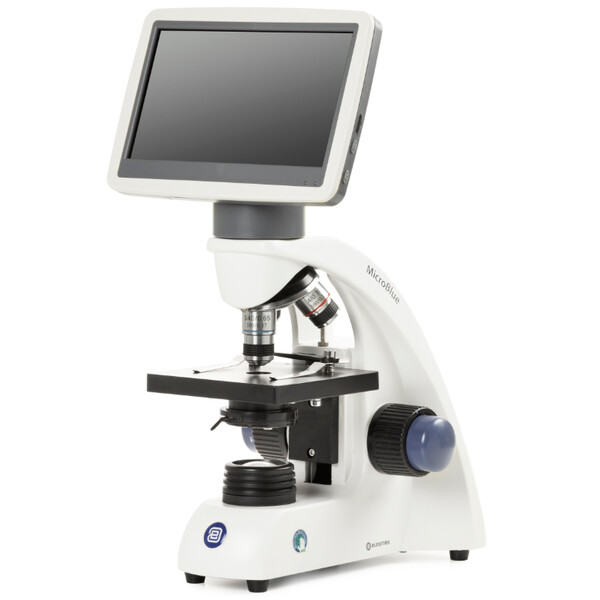 Euromex Microscop MicroBlue, MB.1051-LCD, ecran LCD de 5,6 inch, obiective achr. 4/10/S40x, perf. DIN 35mm, 40x - 400x, LED, 1W, Masa X-Y